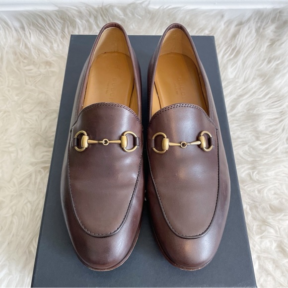 Gucci Shoes - Gucci Jordaan Brown Leather Horsebit Loafer Size 36.5